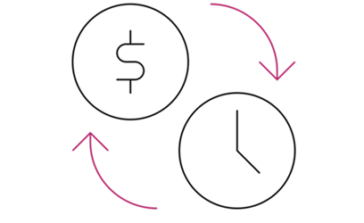 icons of dollar sign and clock