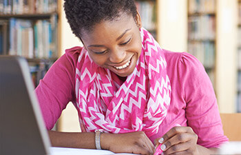 woman working on a laptop