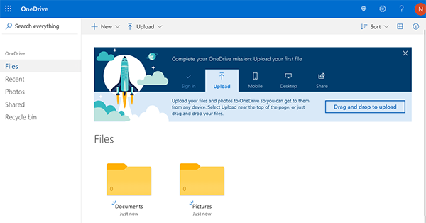 A screenshot of OneDrive