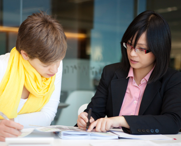 Two professionals working together