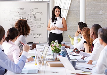 group of colleagues in a meeting