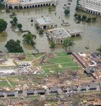 A town that has been impacted by a natural disaster