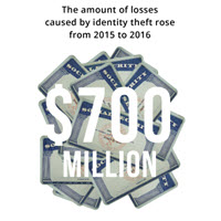 The amount of losses caused by identity theft rose from 2015 to 2016 by $700 million