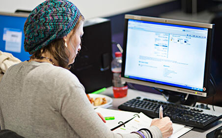 Student working at desktop