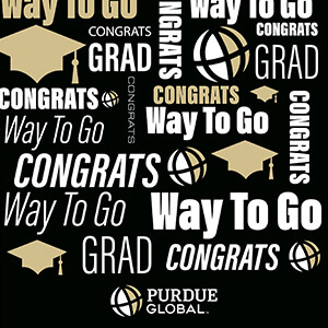 Purdue Global Congrat Grad Word Cloud Yard Sign
