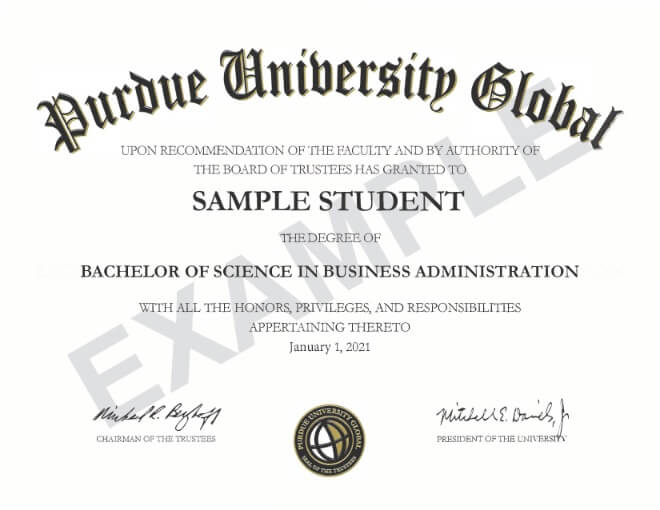 Purdue Global diploma in frame